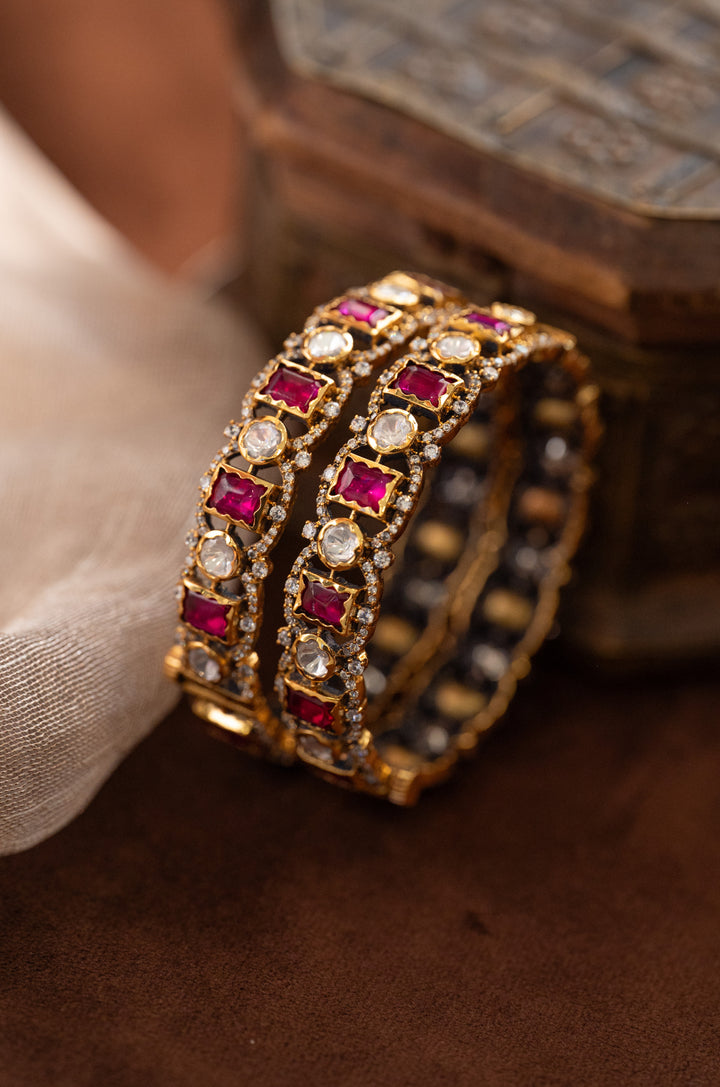 Ruhani Red Polki Bangles - Set of 2