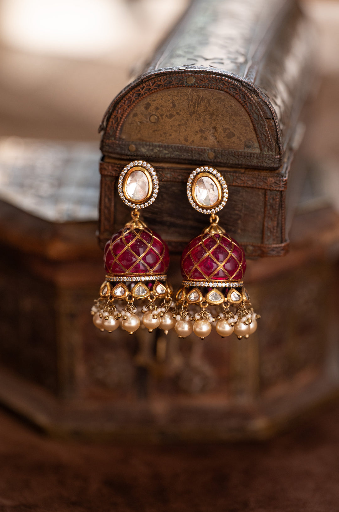 Gullika Pink Jhumka Earrings