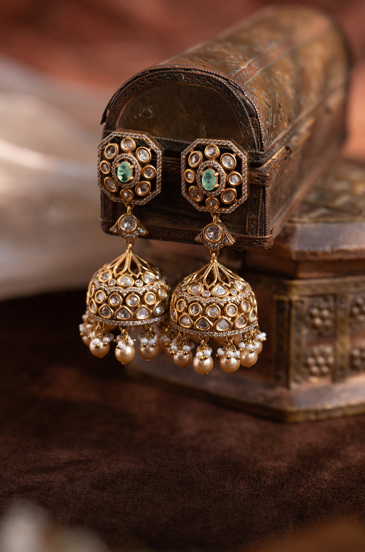 Astra Mint Polki Jhumka Earrings