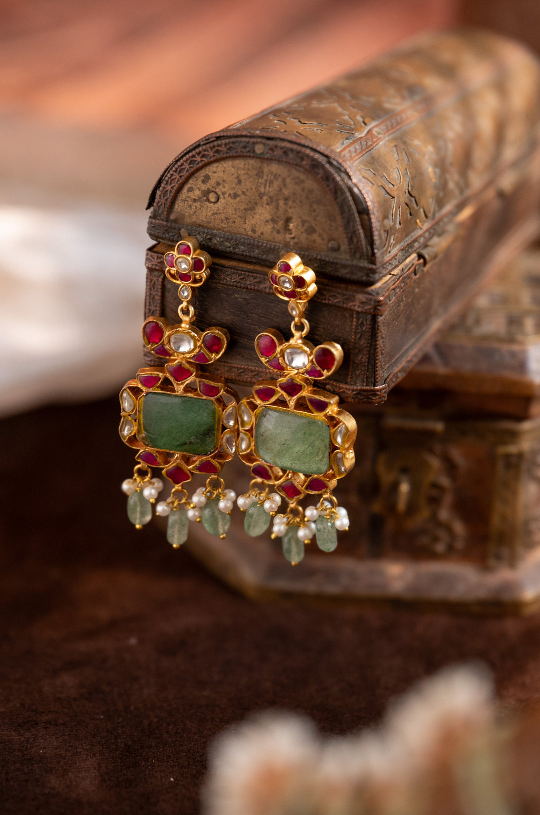 Vanika Mint Kundan Earrings