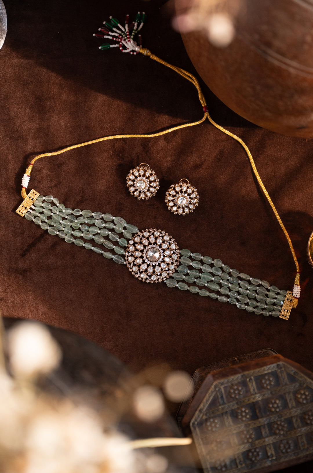 Devanshi Floral Polki Choker Necklace Set