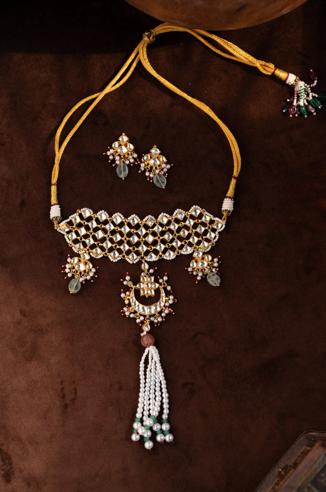 Mahveen Pearl Kundan Necklace Set