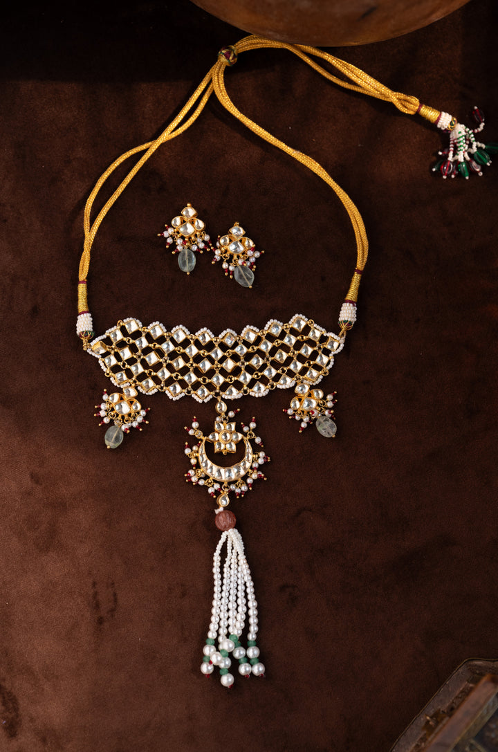 Mahveen Pearl Kundan Necklace Set