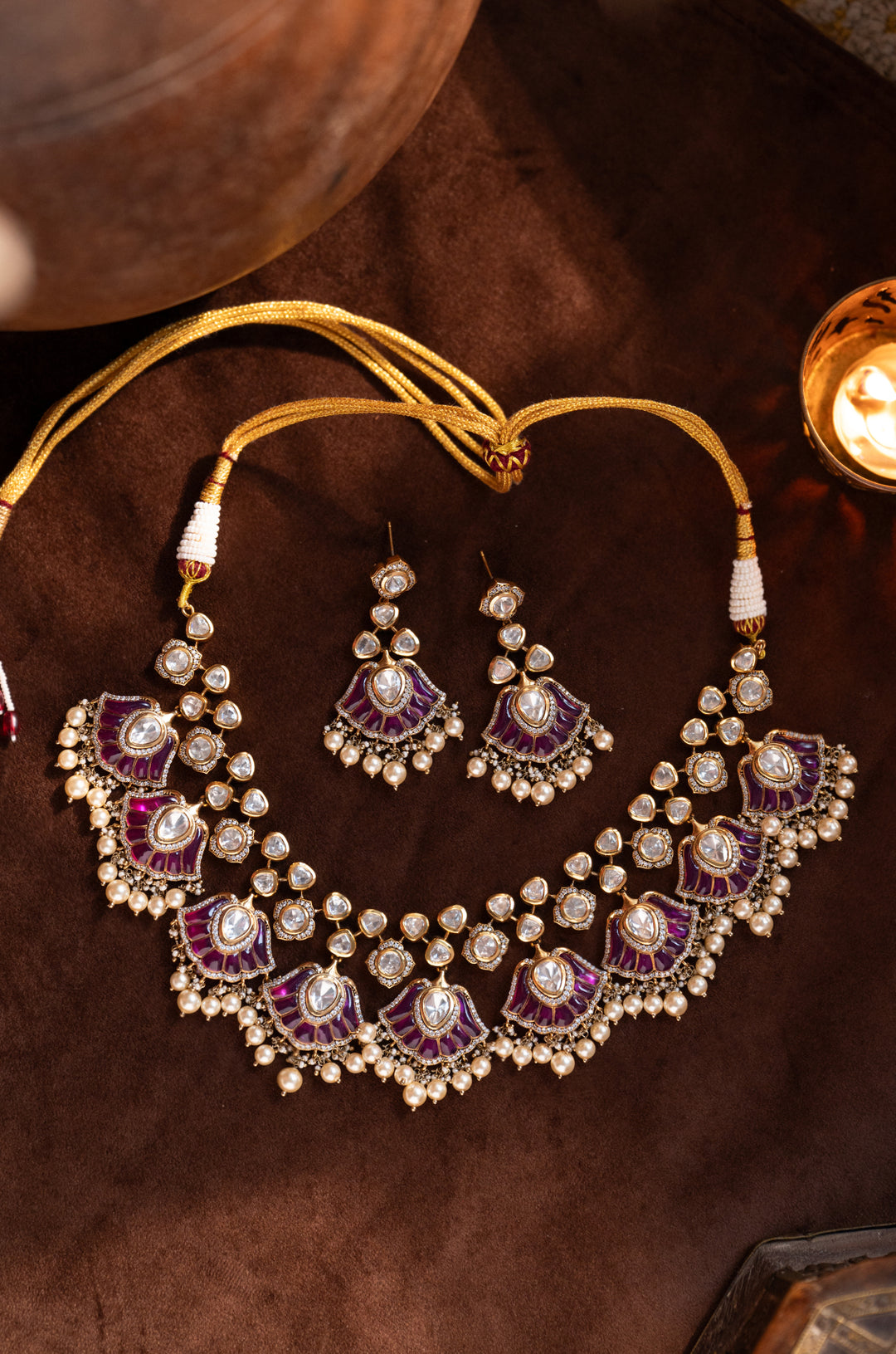Sheba Pink Polki Necklace Set