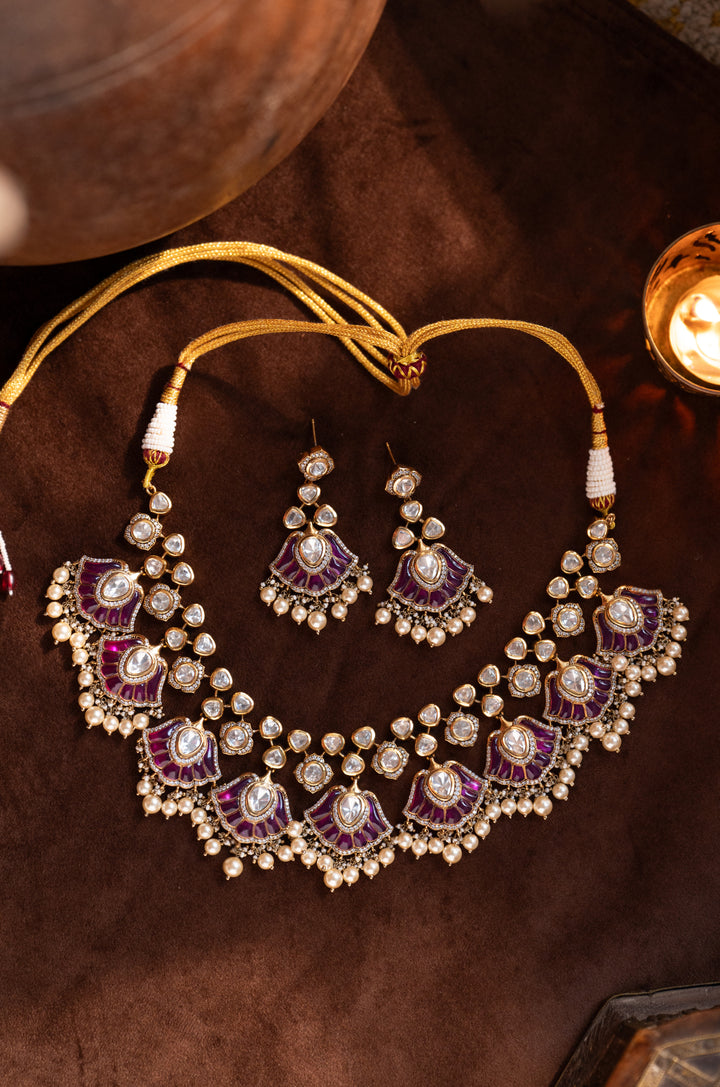 Sheba Pink Polki Necklace Set