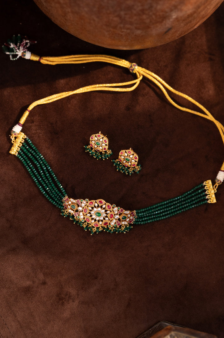 Inaya Green Kundan Necklace Set