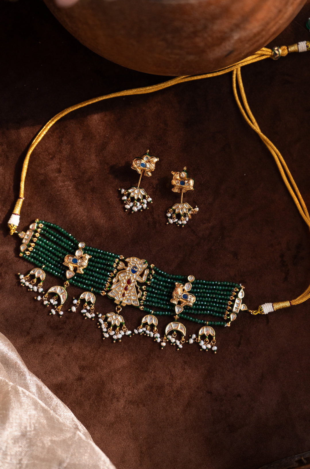Aaradhya Green Choker Necklace Set