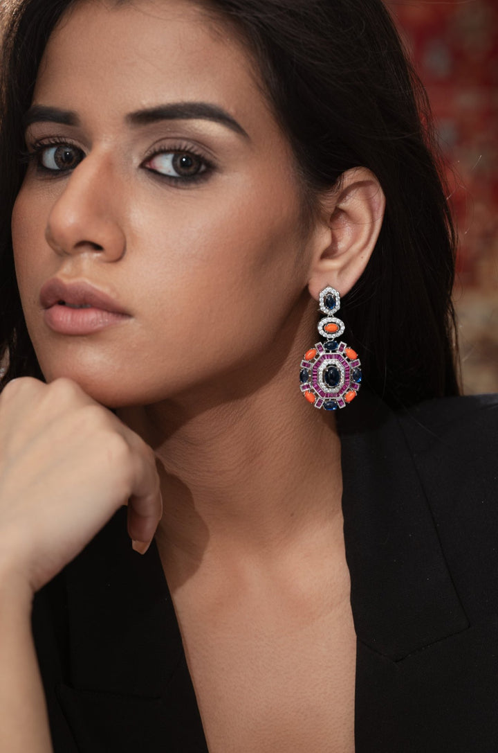 Elena Multicolored Faux Diamond Earrings