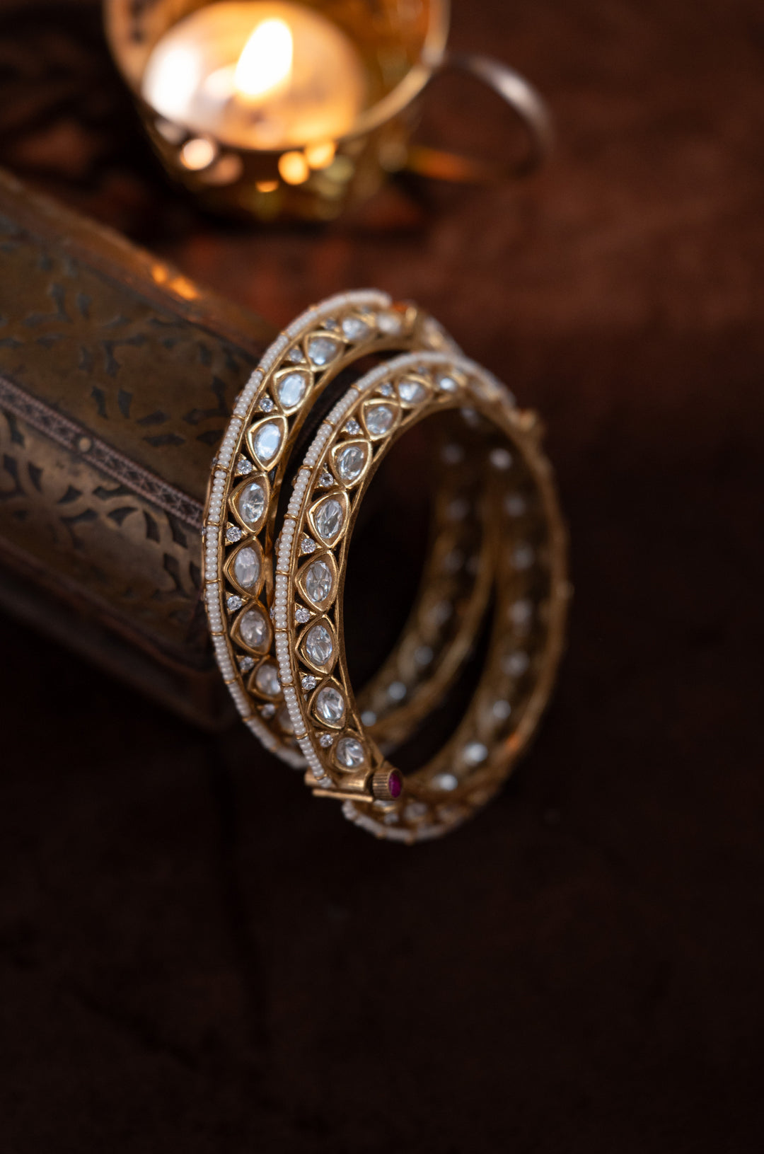 Ruby Polki Bangles - Set of 2