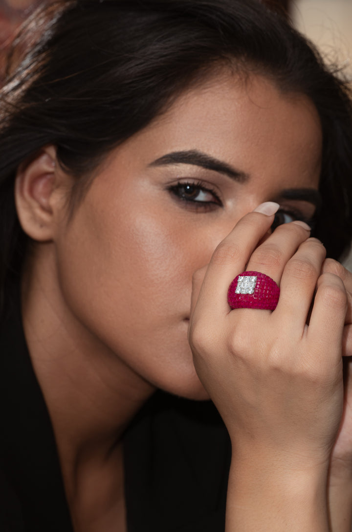 Grace Pink Faux Diamond Ring