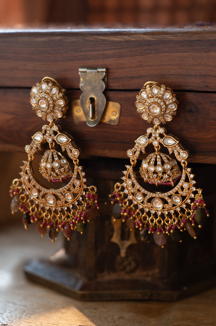 Madia Multicolored Polki Chandbali Earrings
