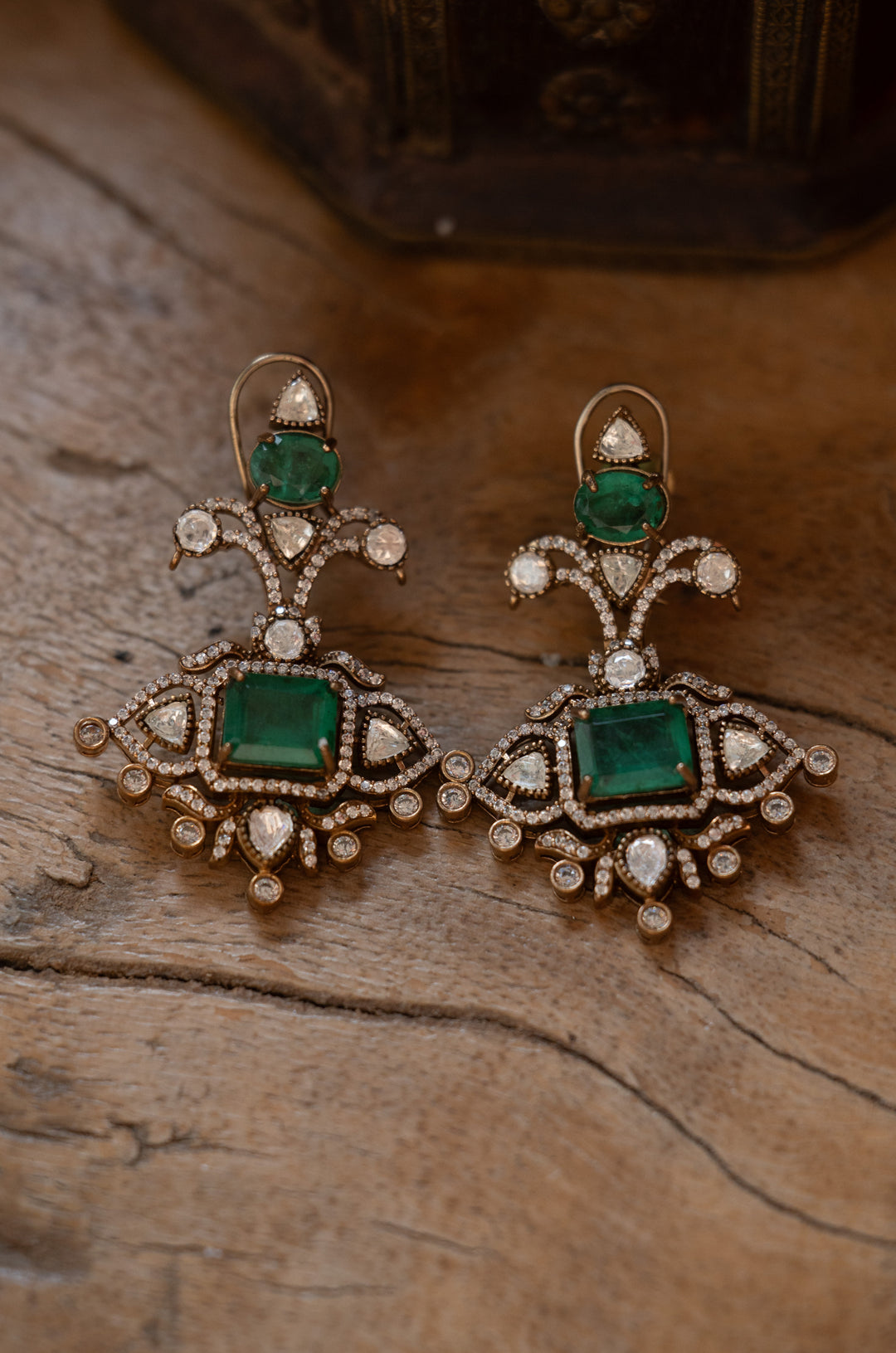 Trinya Green Polki Earrings