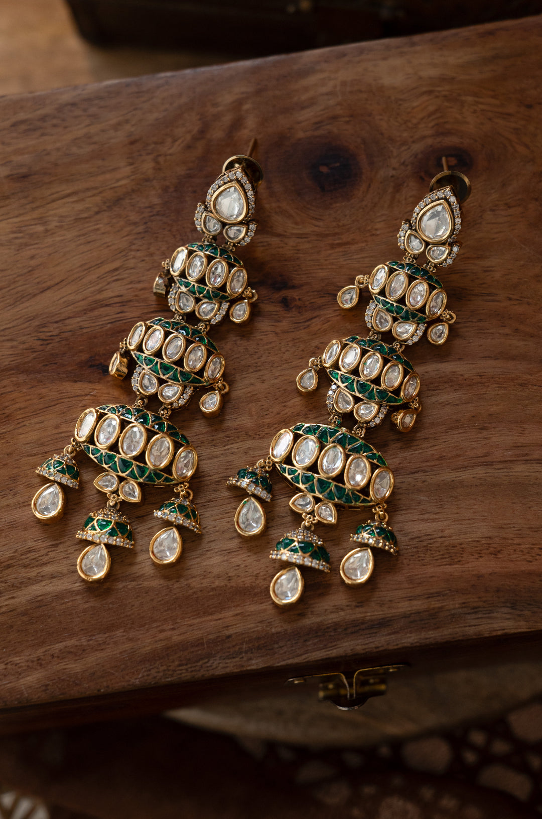 Mirrah Green Polki Earrings