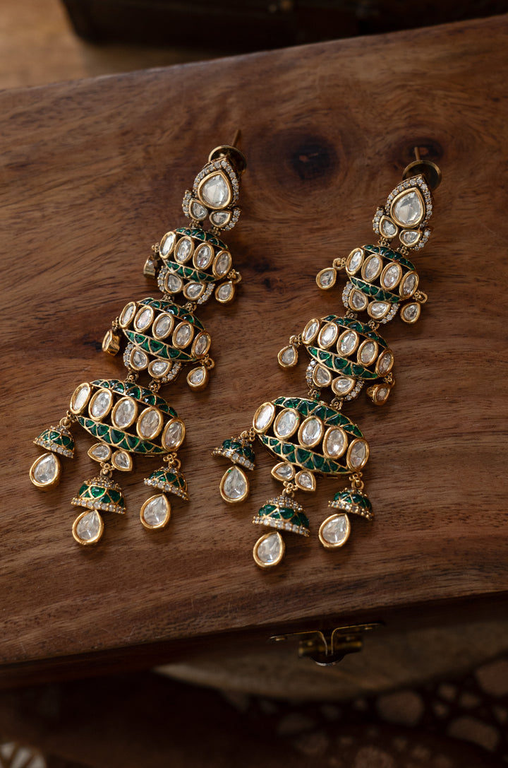 Mirrah Green Polki Earrings