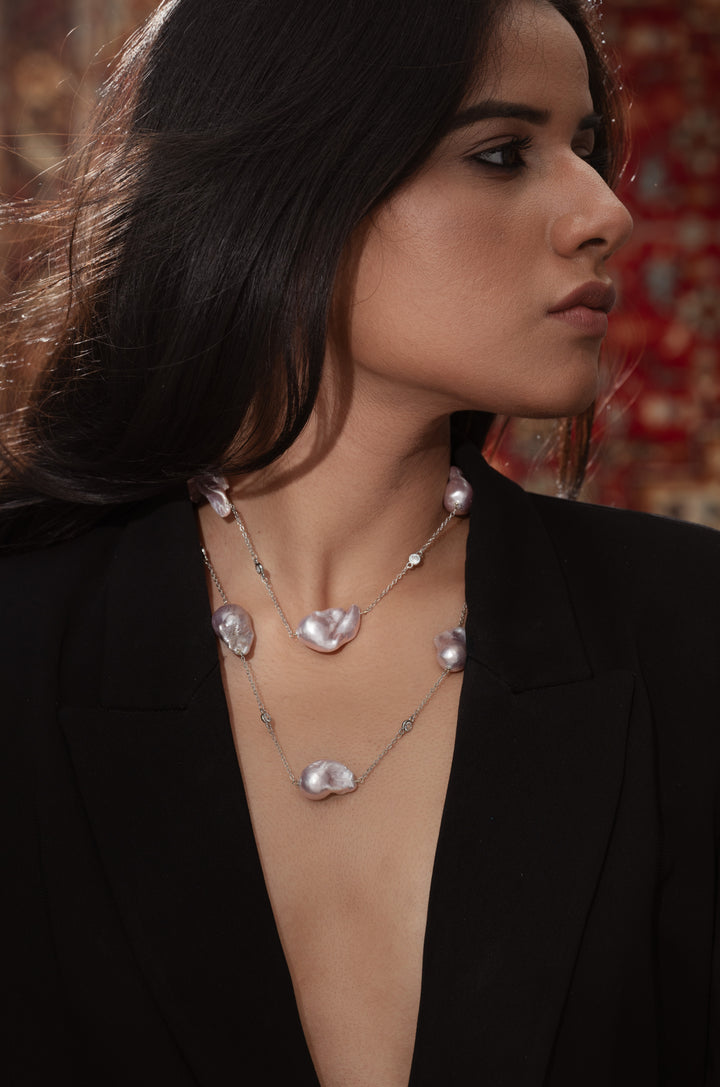 Cerise Pearl String Necklace