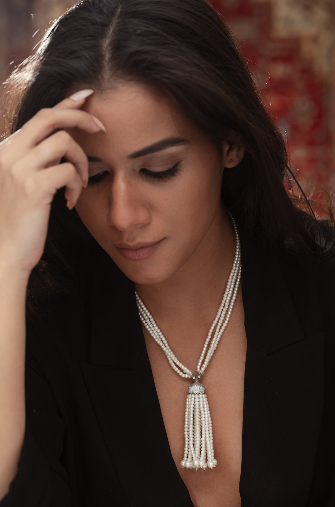 Reha Pearl Tassel necklace