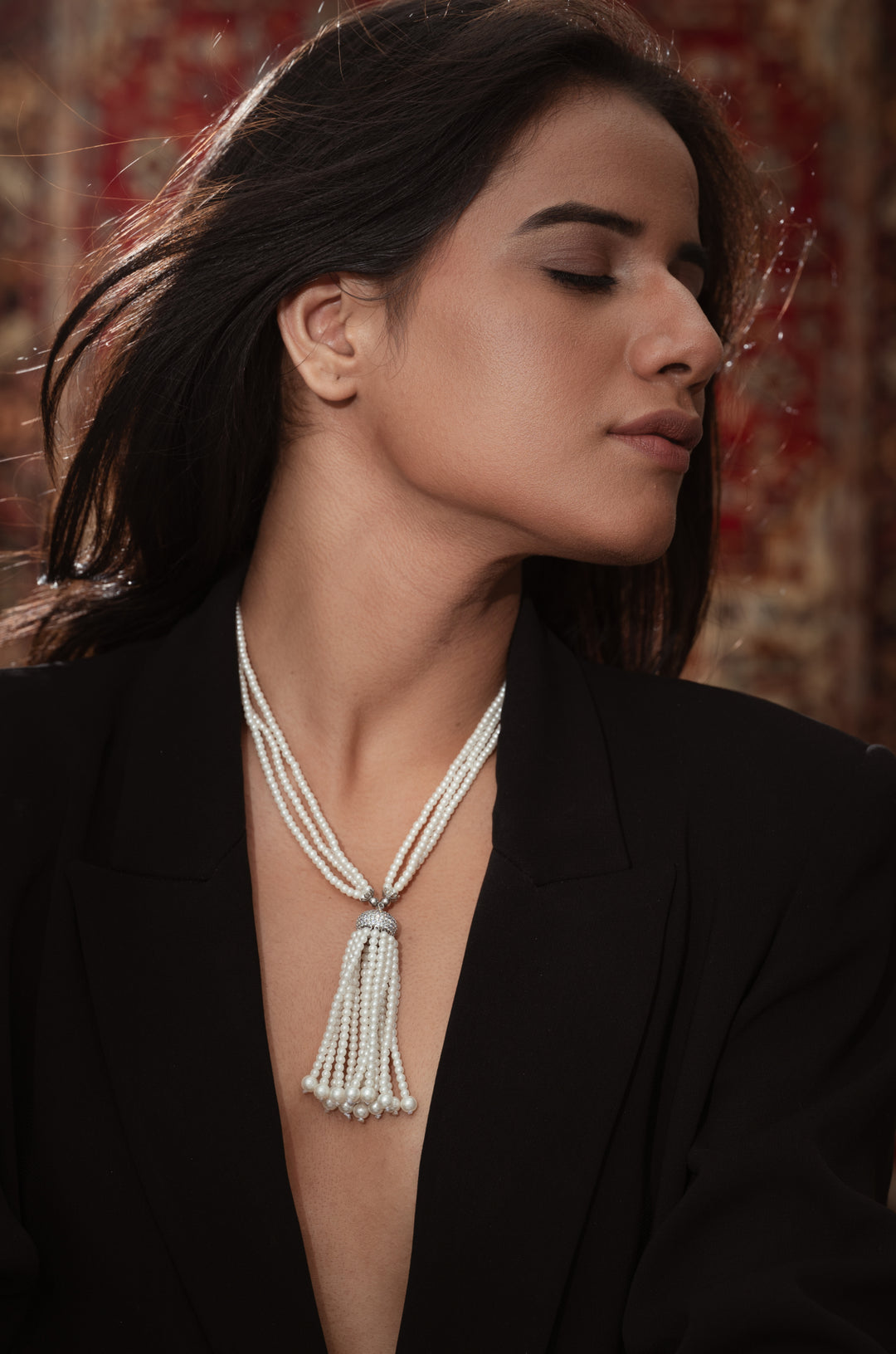 Reha Pearl Tassel necklace