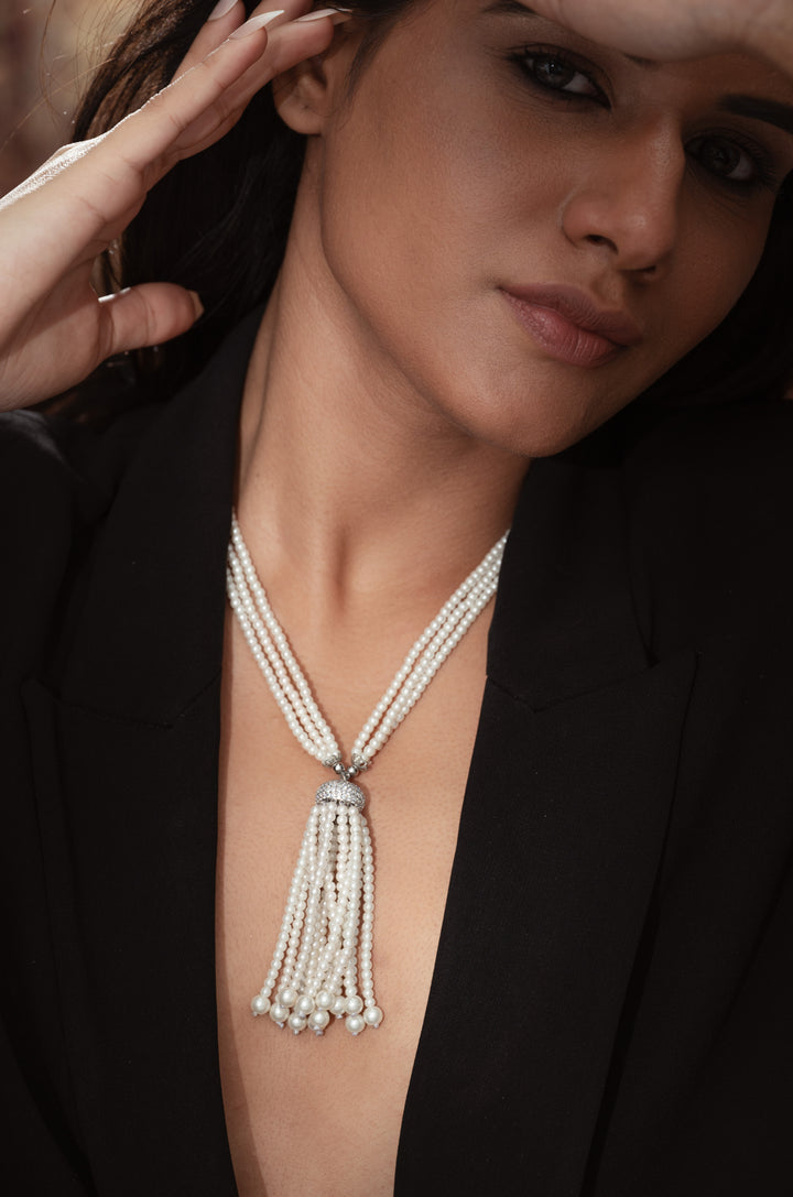 Reha Pearl Tassel necklace