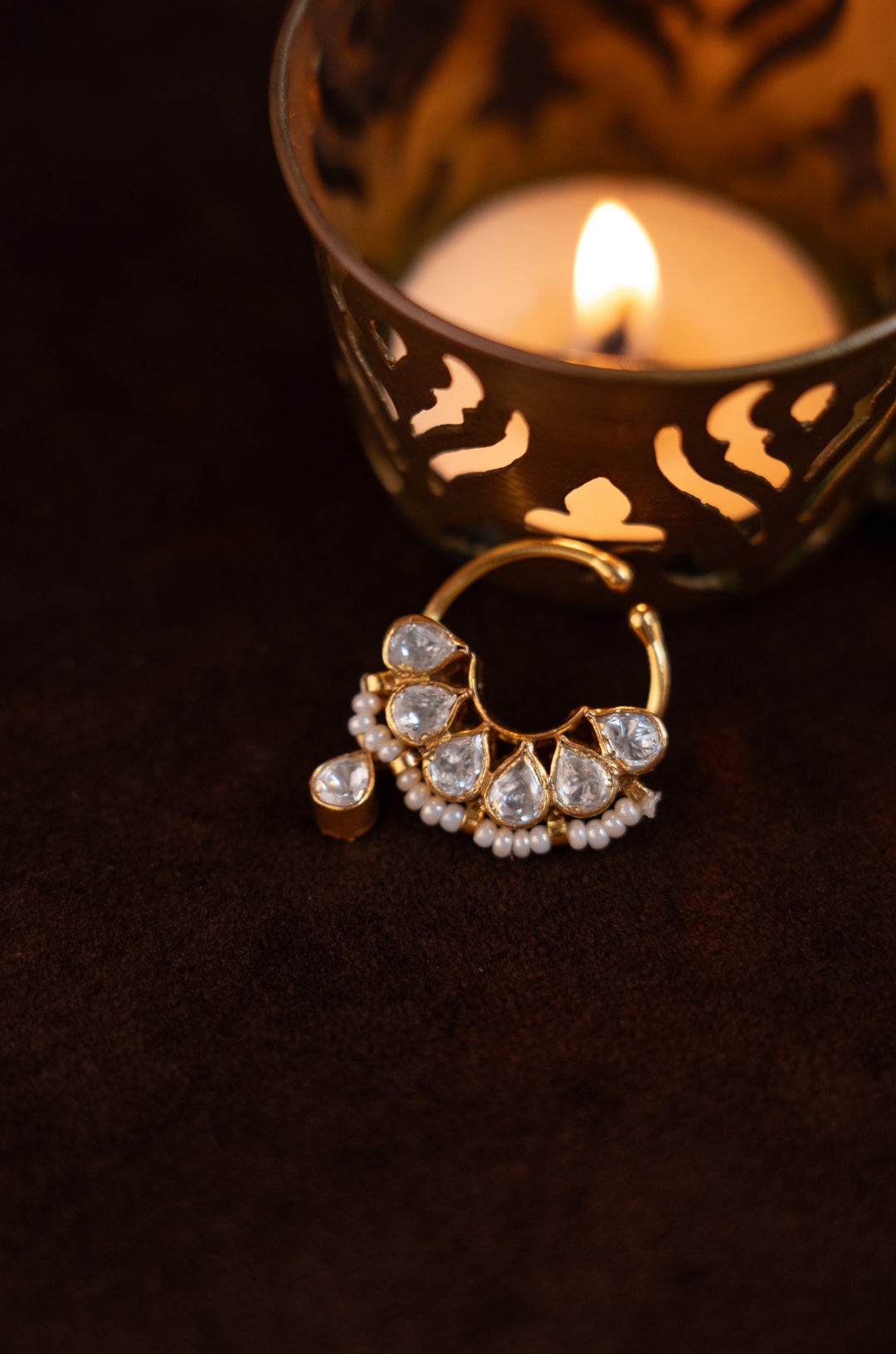 Urvisha Polki Silver Nosepin