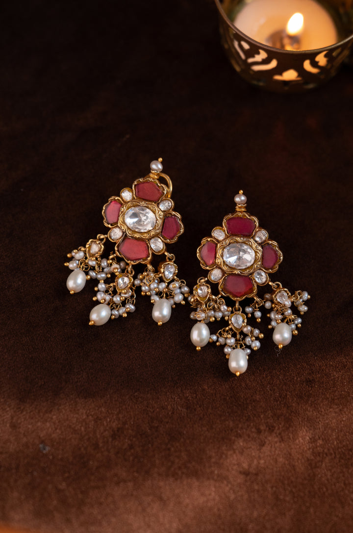 Roshnara Silver Polki Earrings