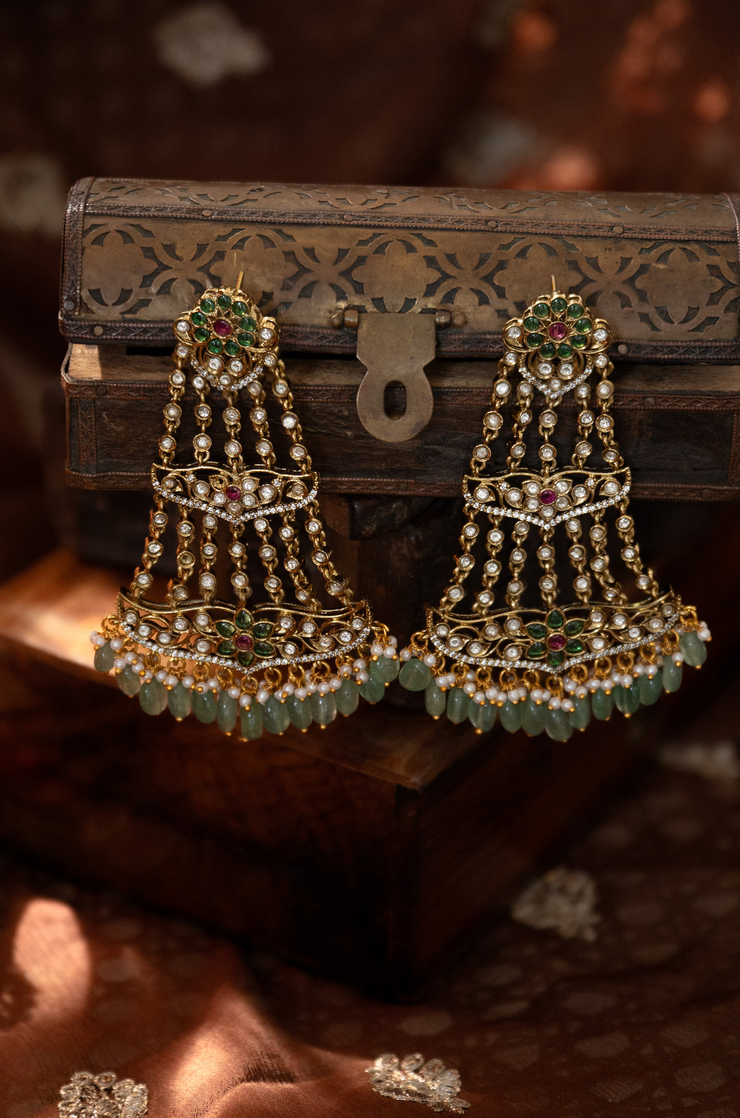 Sabira Mint Kundan Chaandbali Earrings