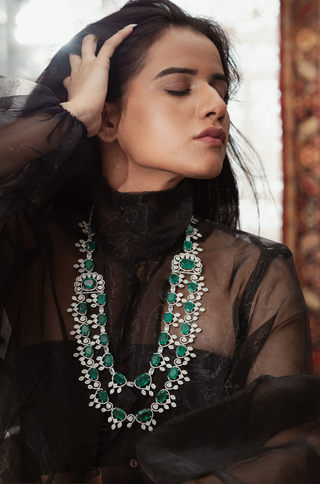 Avery Layered Green Necklace Set