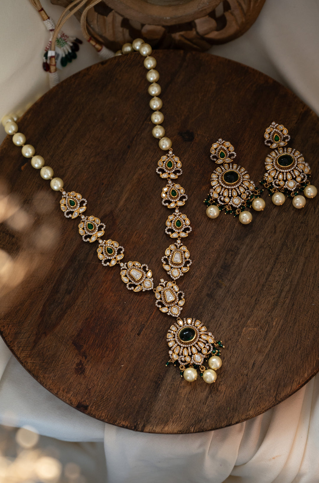 Viha Green Polki Necklace Set