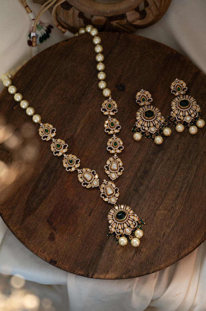 Viha Green Polki Necklace Set