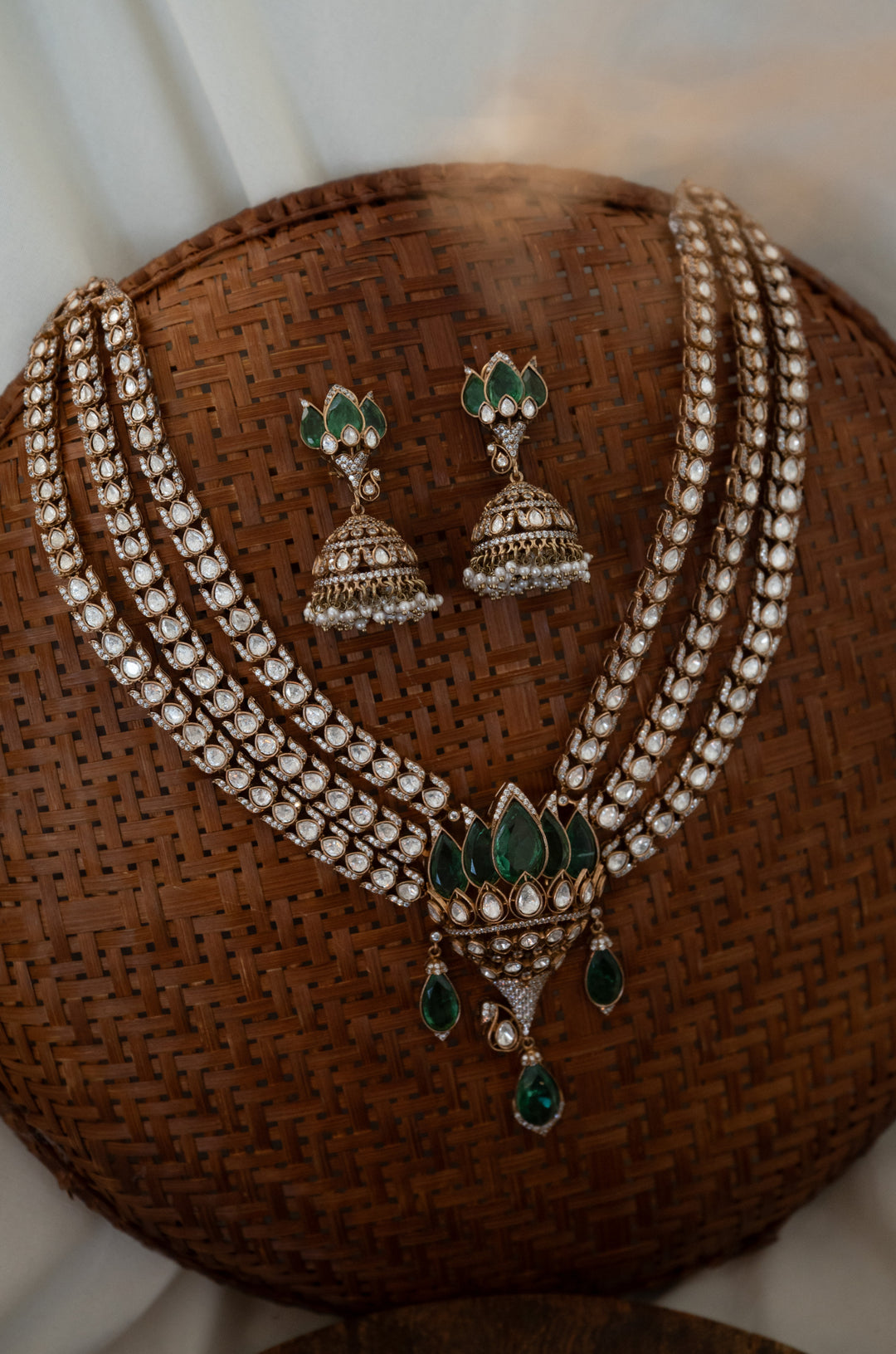 Archa Green Polki Necklace Set