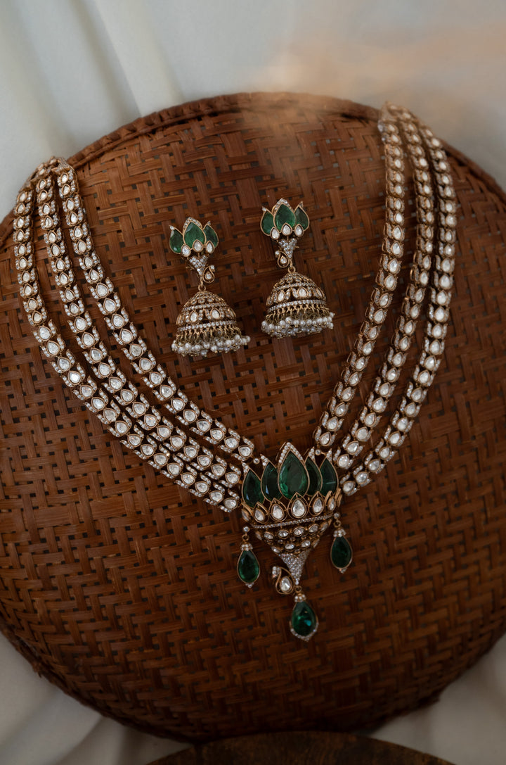 Archa Green Polki Necklace Set
