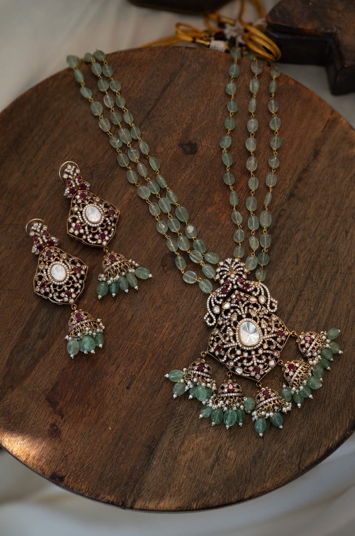 Shaye Mint Polki Necklace Set