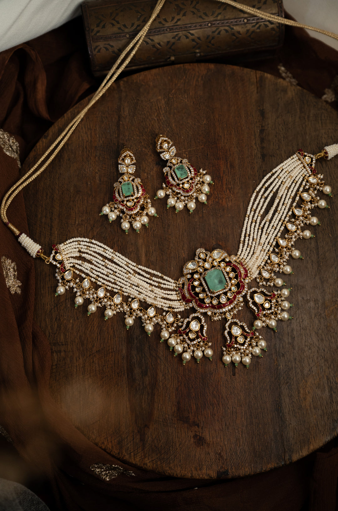 Gigi Mint Polki Necklace Set
