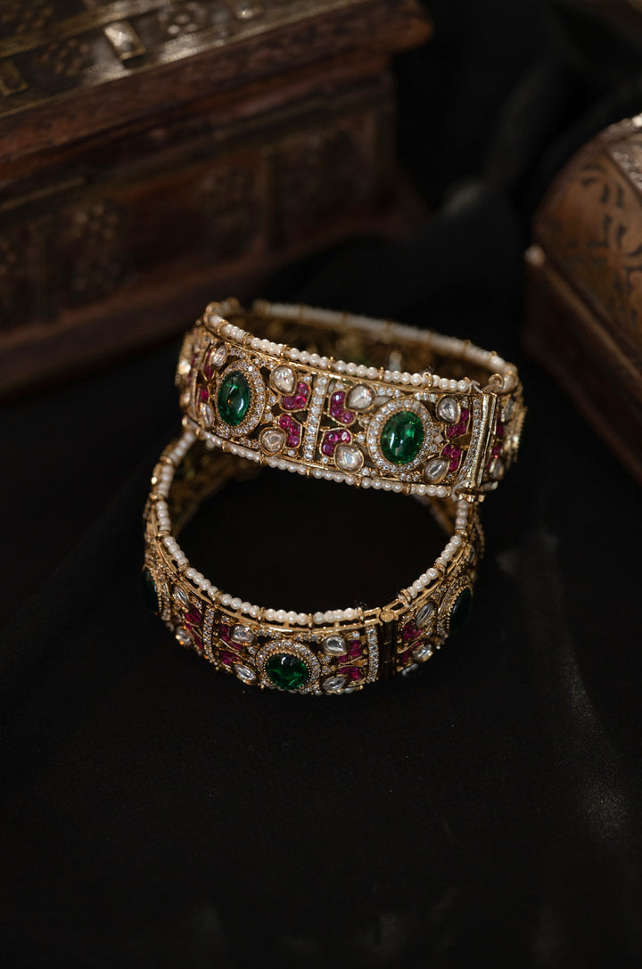 Dareez Multicolored Polki Bangles - Set of 2