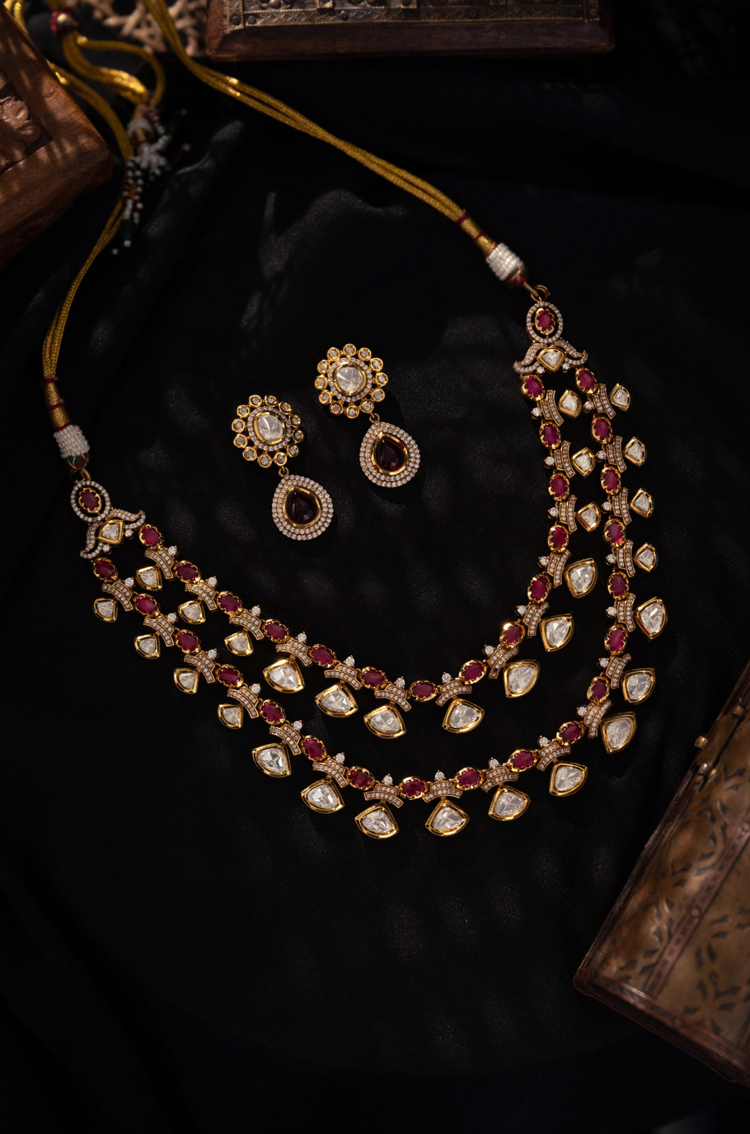 Rudrika Pink Polki Necklace Set