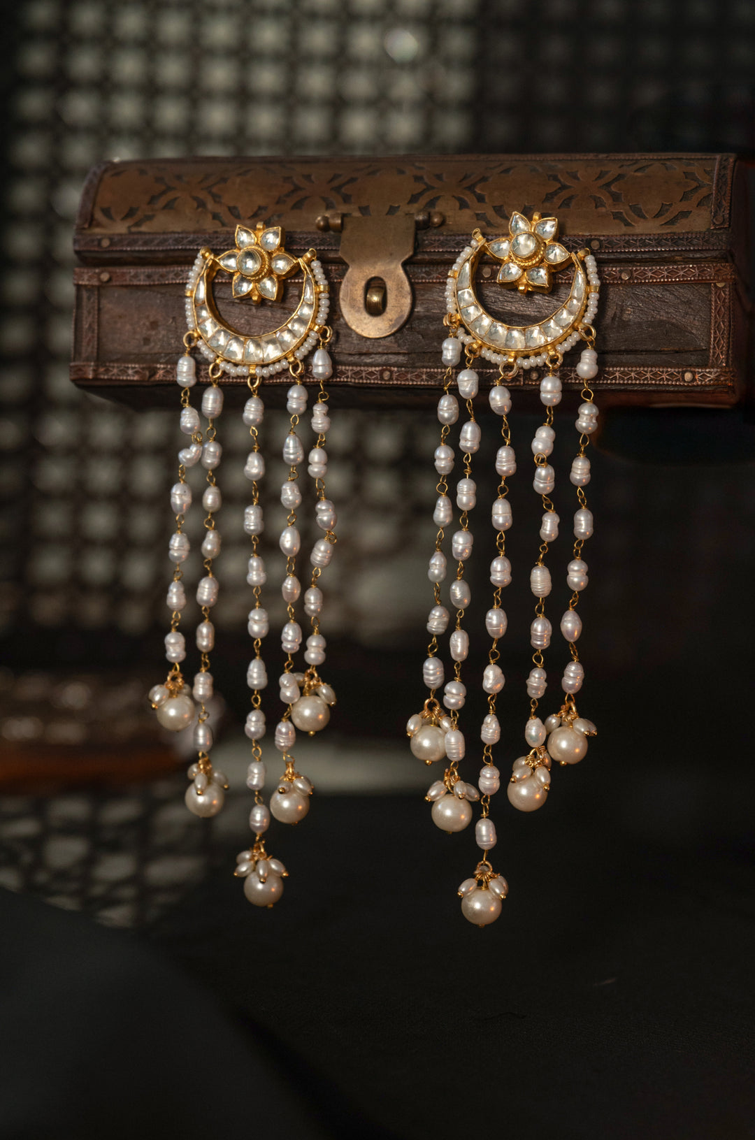 Shikha Kundan Pearls Earrings