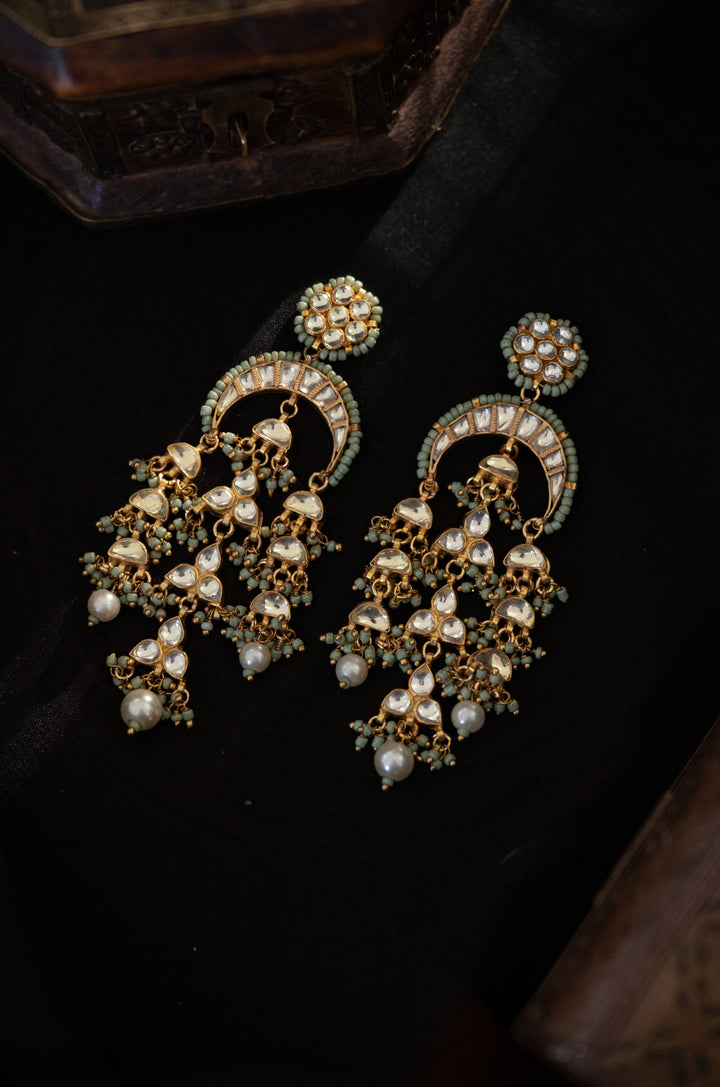 Taraab Mint Kundan Earrings