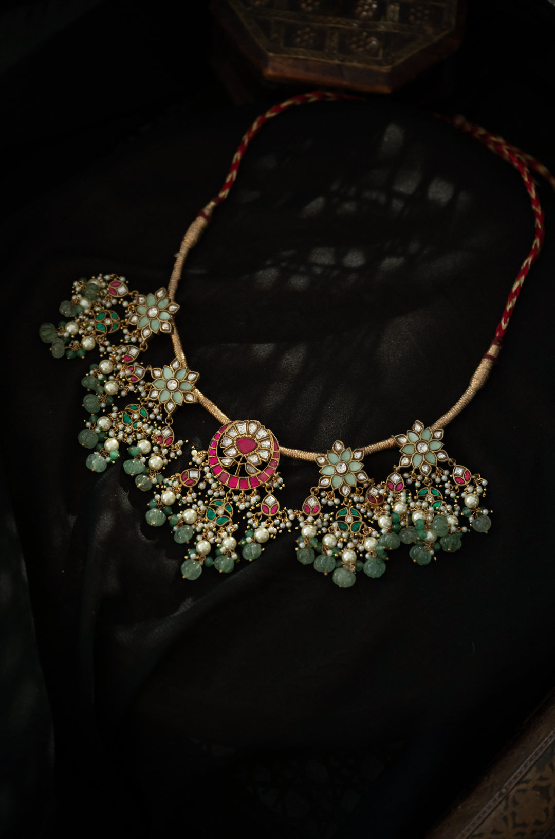 Roja Mint Floral Kundan Necklace