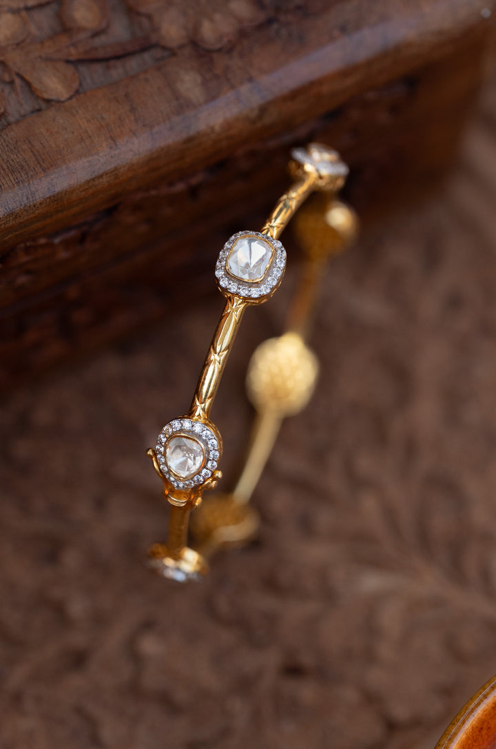 Ifza Polki Silver Bangle