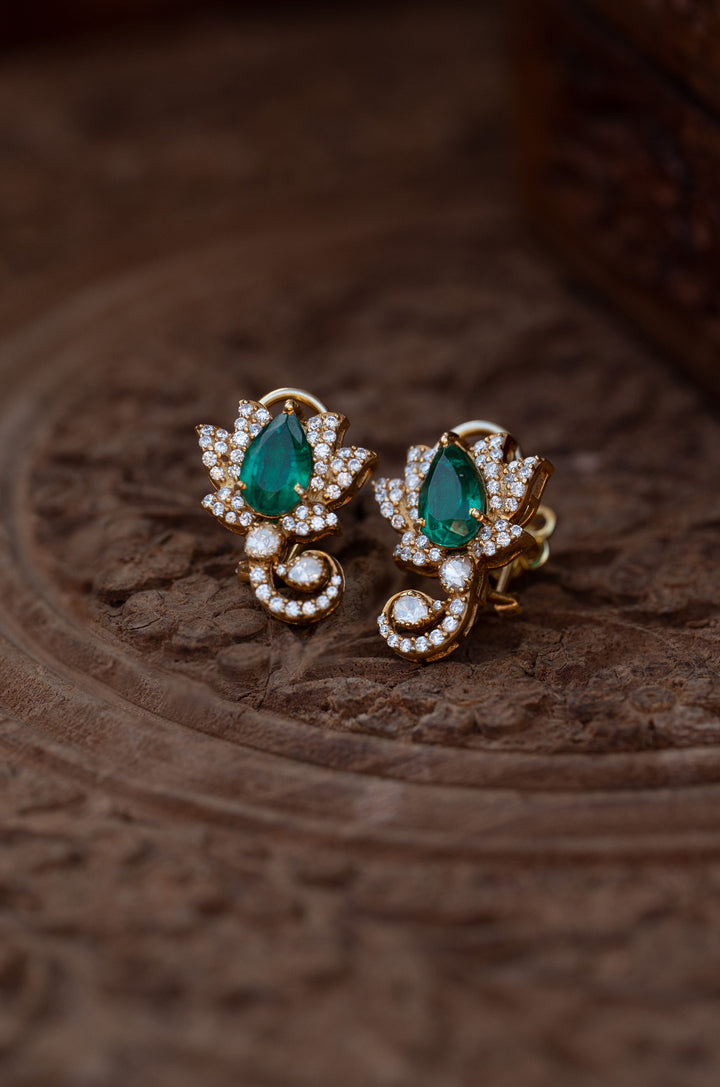 Queenie Green Polki Silver Studs