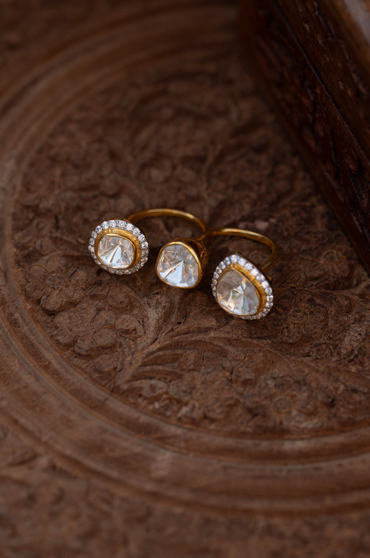 Gia Silver Polki Ring