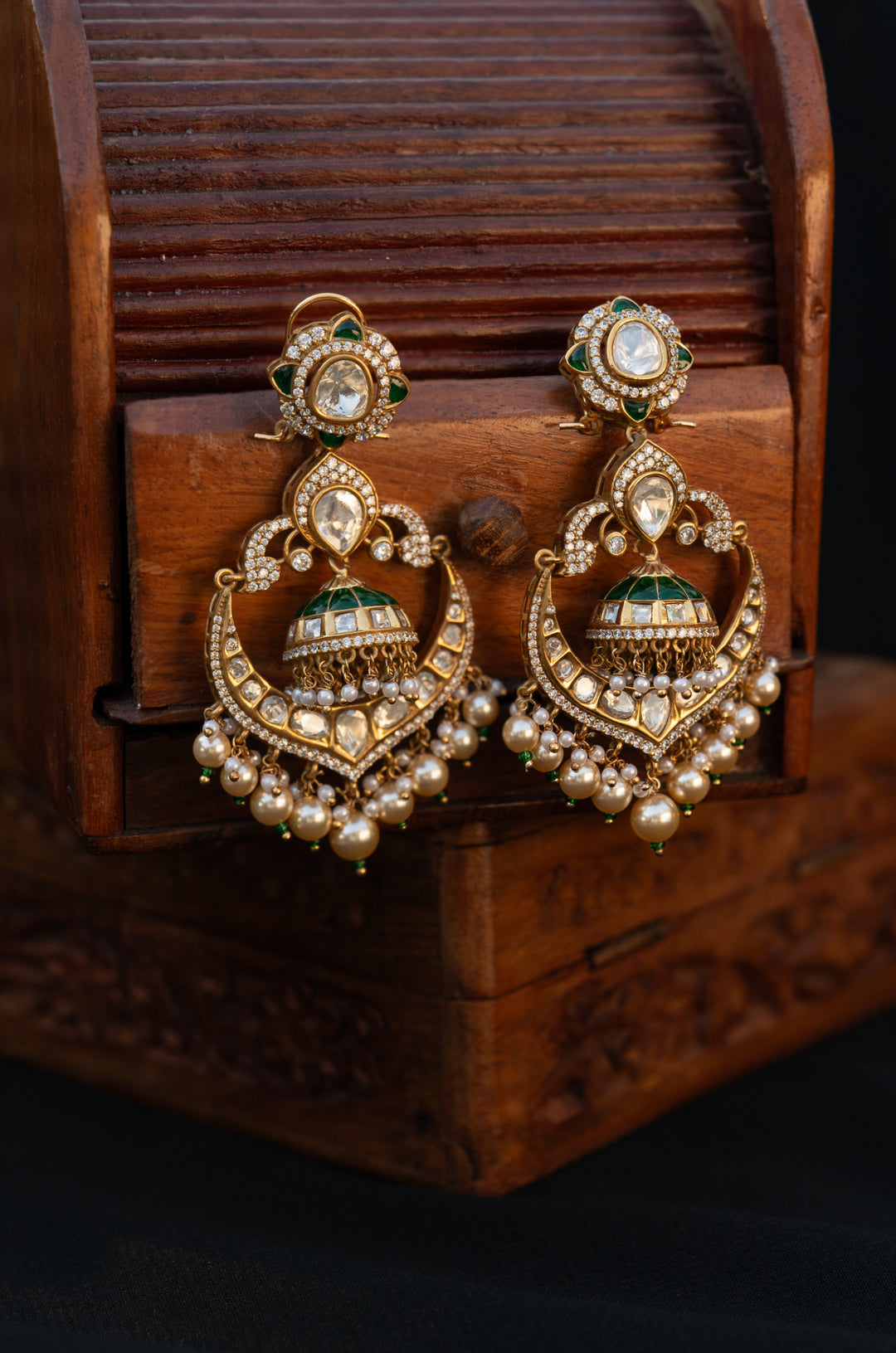 Iravya Green Polki Earrings
