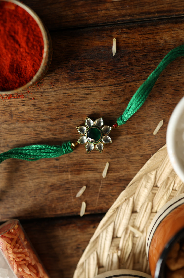 Stav Gold Plated Kundan Rakhi
