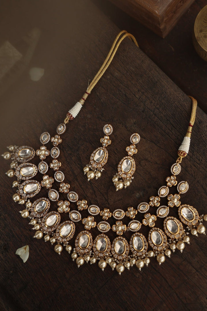 Aashwith Victorian Polki Necklace Set