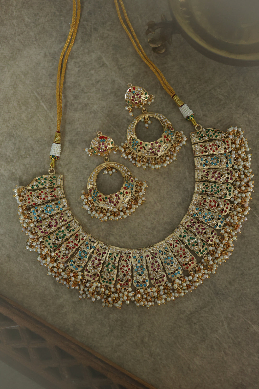 Shirin Multicolored Jadau Necklace Set