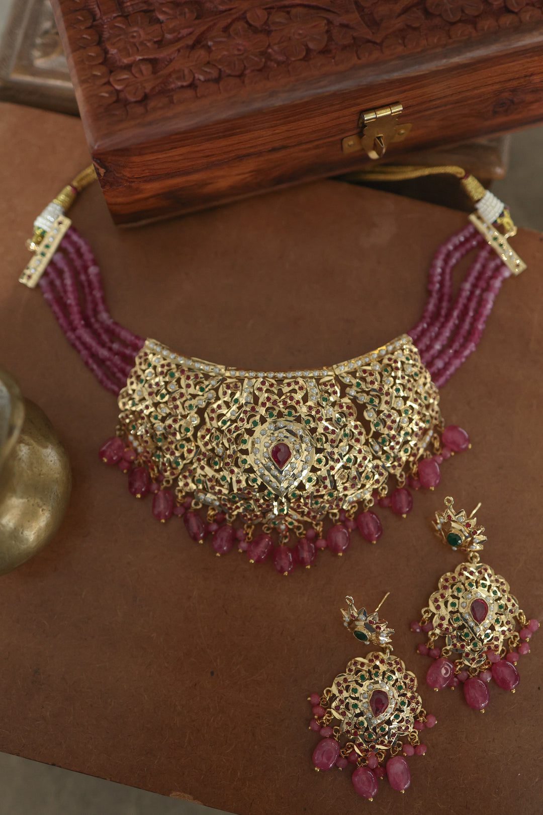 Amodini Pink Jadau Necklace Set