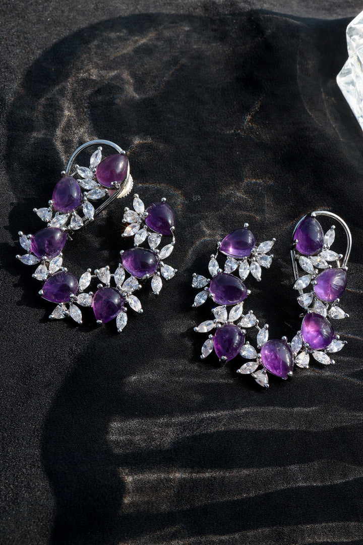 Alani Purple Faux Diamond Earrings