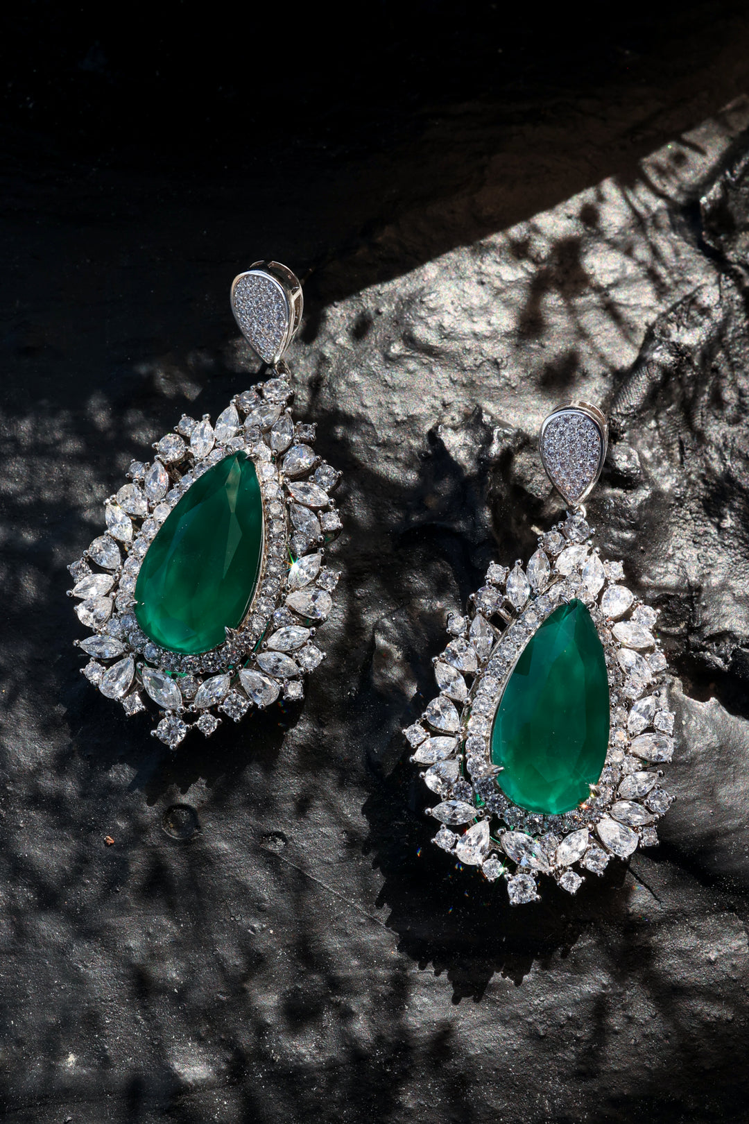 Zoey Green Faux Diamond Earrings