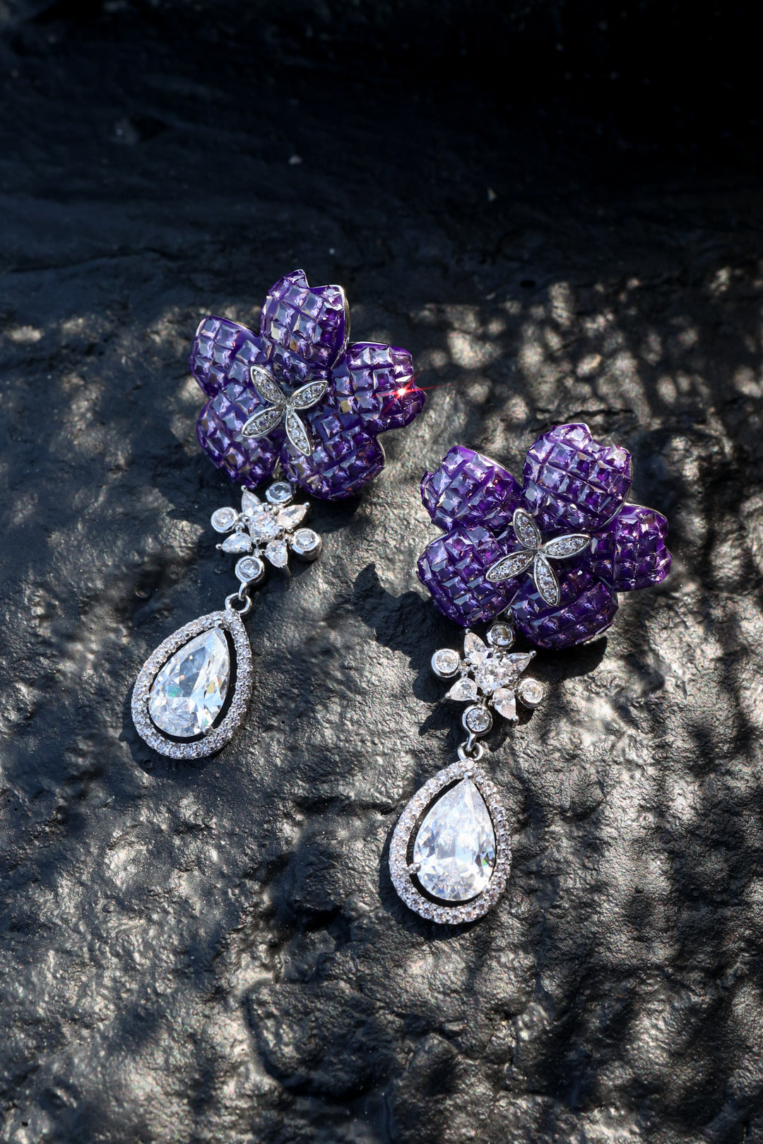 Rose Purple Drop Earrings