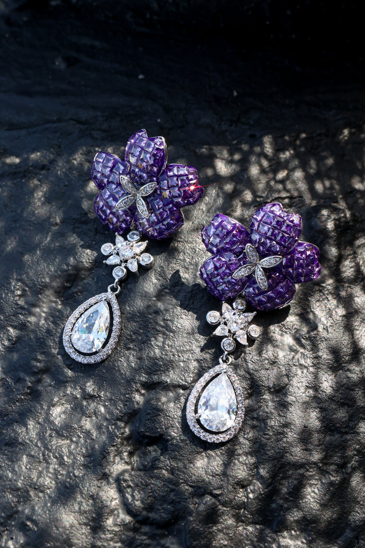 Rose Purple Drop Earrings