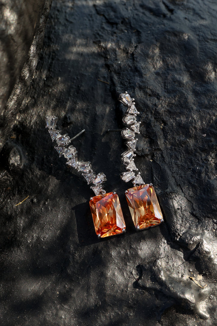 Ariana Orange Faux Diamond Earrings
